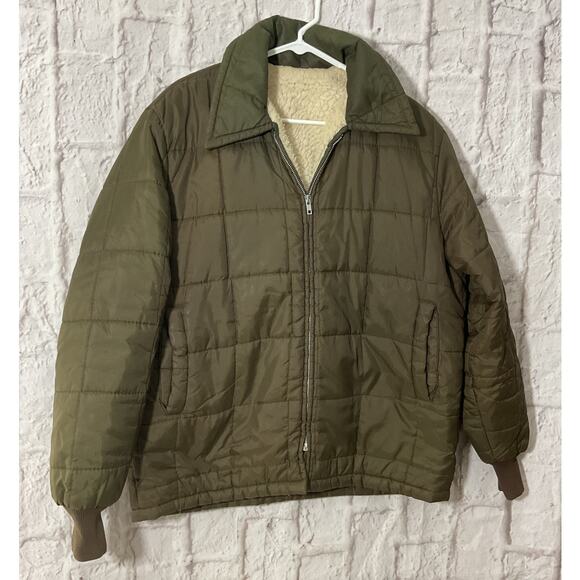 Vintage John Blair Sherpa Lined Medium Coat Jacket Greenish Brown - Picture 3 of 7